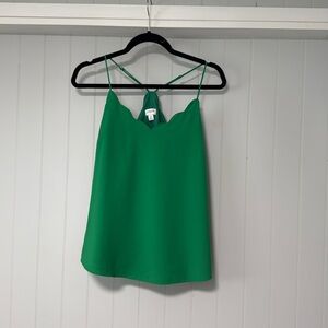 J Crew Green Scallop detail tank top